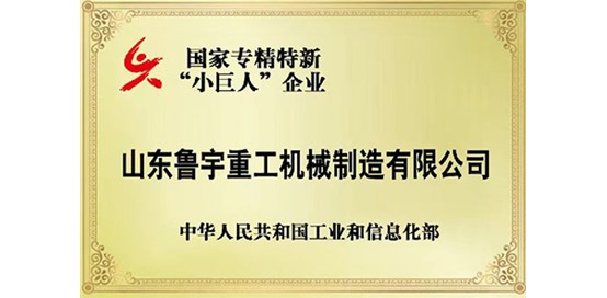 恭喜魯宇重工榮獲專精特新”小巨人“企業(yè)榮譽(yù)稱號